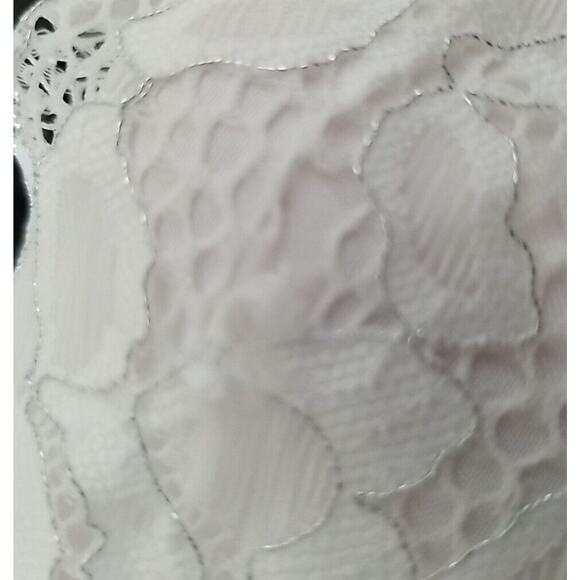 The Childrens Place Girls Dress Size 14 XL Short Sleeve White Floral Lace Silver - Picture 5 of 5